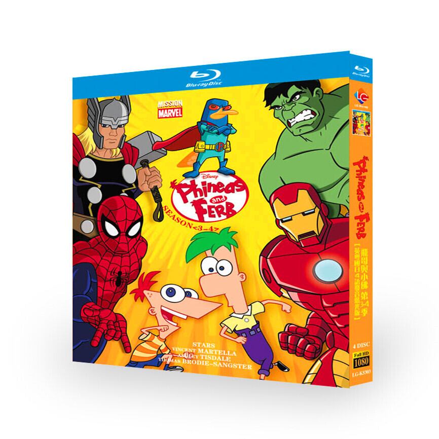 アニメ「 フィニアスとファーブシリーズ3-4/Phineas and Ferb Season」ブルーレイ4枚組[Blu-ray-BOX]-華流グッズストア